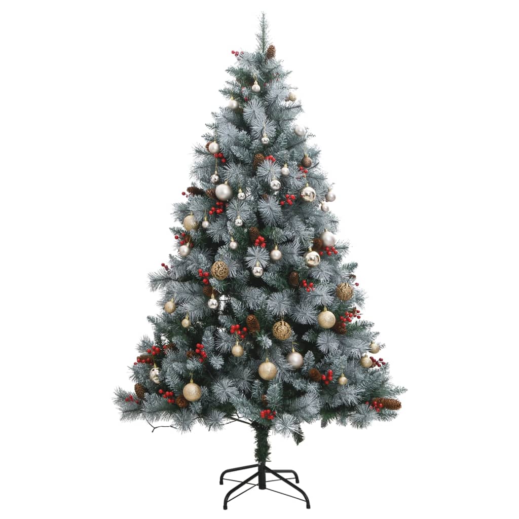 vidaXL Artificial Hinged Christmas Tree 300 LEDs & Ball Set 70.9"-2