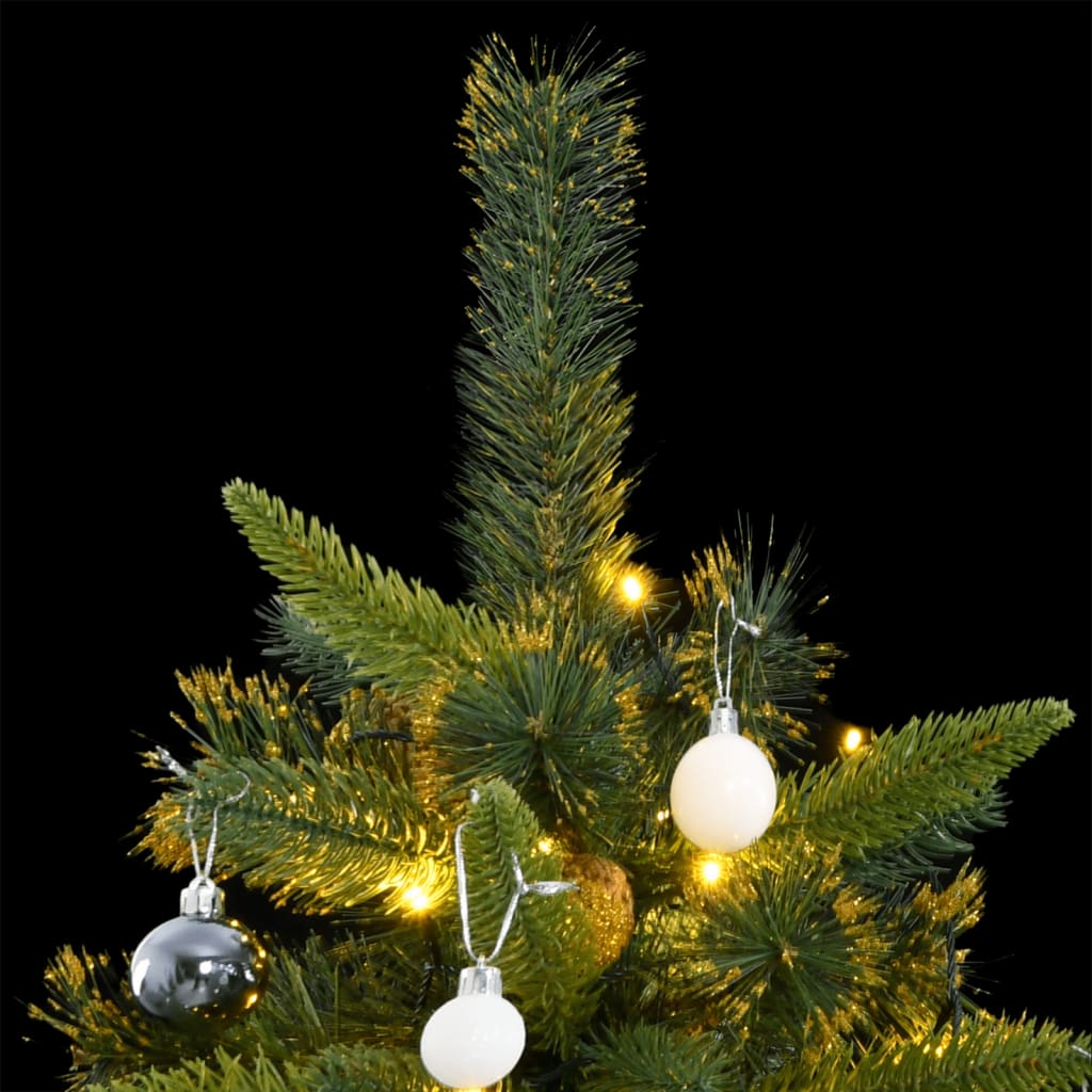 vidaXL Artificial Hinged Christmas Tree 300 LEDs & Ball Set 82.7"-0