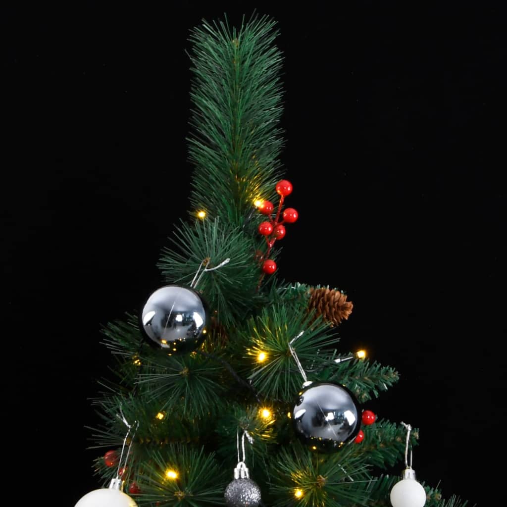 vidaXL Artificial Hinged Christmas Tree 300 LEDs & Ball Set 94.5"-0