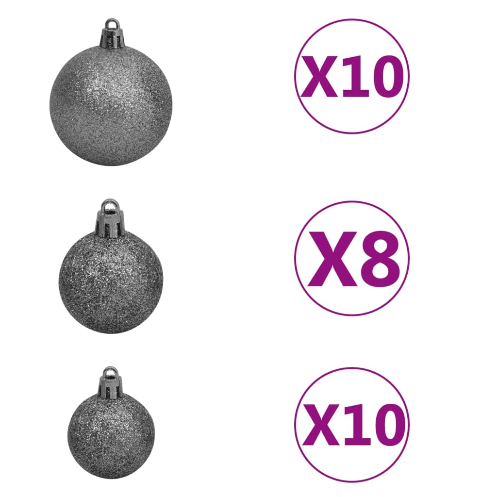 vidaXL Artificial Hinged Christmas Tree 300 LEDs & Ball Set 94.5"-6