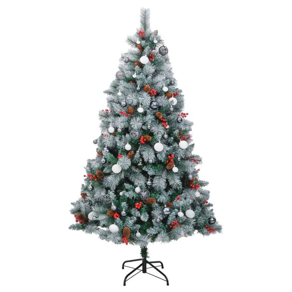 vidaXL Artificial Hinged Christmas Tree 300 LEDs & Ball Set 70.9"-2