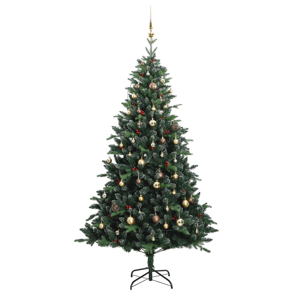 vidaXL Artificial Hinged Christmas Tree 150 LEDs & Ball Set 59.1"-2