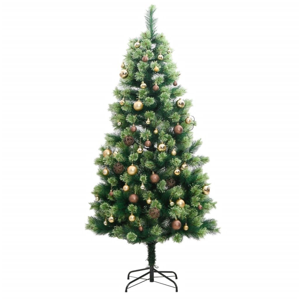 vidaXL Artificial Hinged Christmas Tree 150 LEDs & Ball Set 59.1"-2