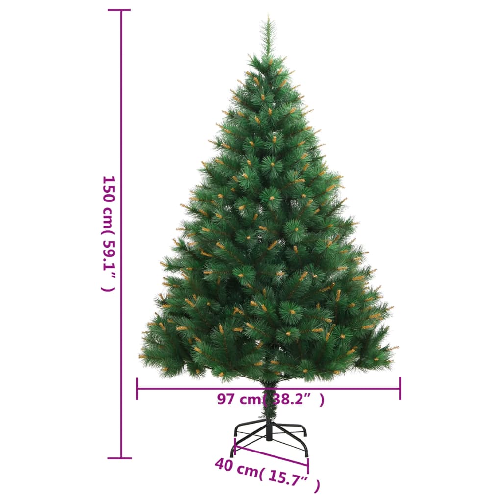 vidaXL Artificial Hinged Christmas Tree 150 LEDs & Ball Set 59.1"-7