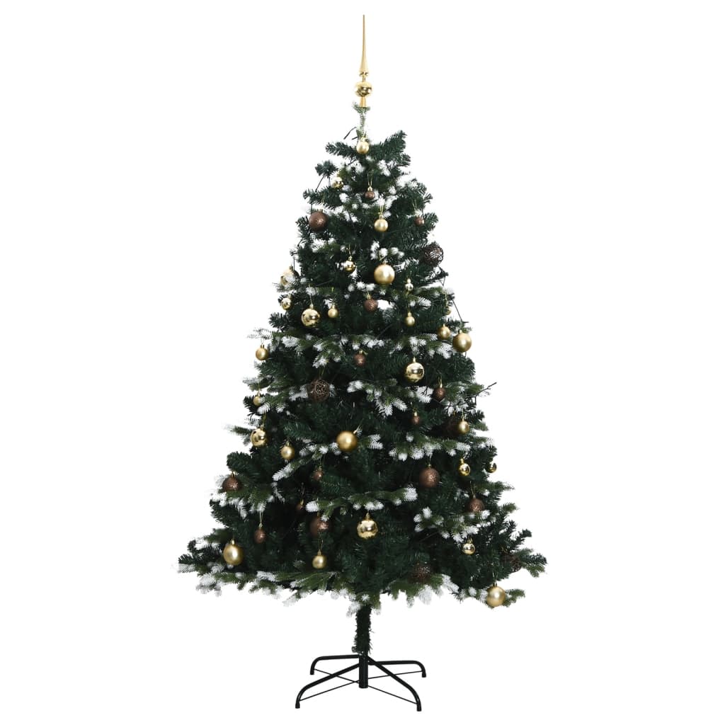 vidaXL Artificial Hinged Christmas Tree 150 LEDs & Ball Set 59.1"-2