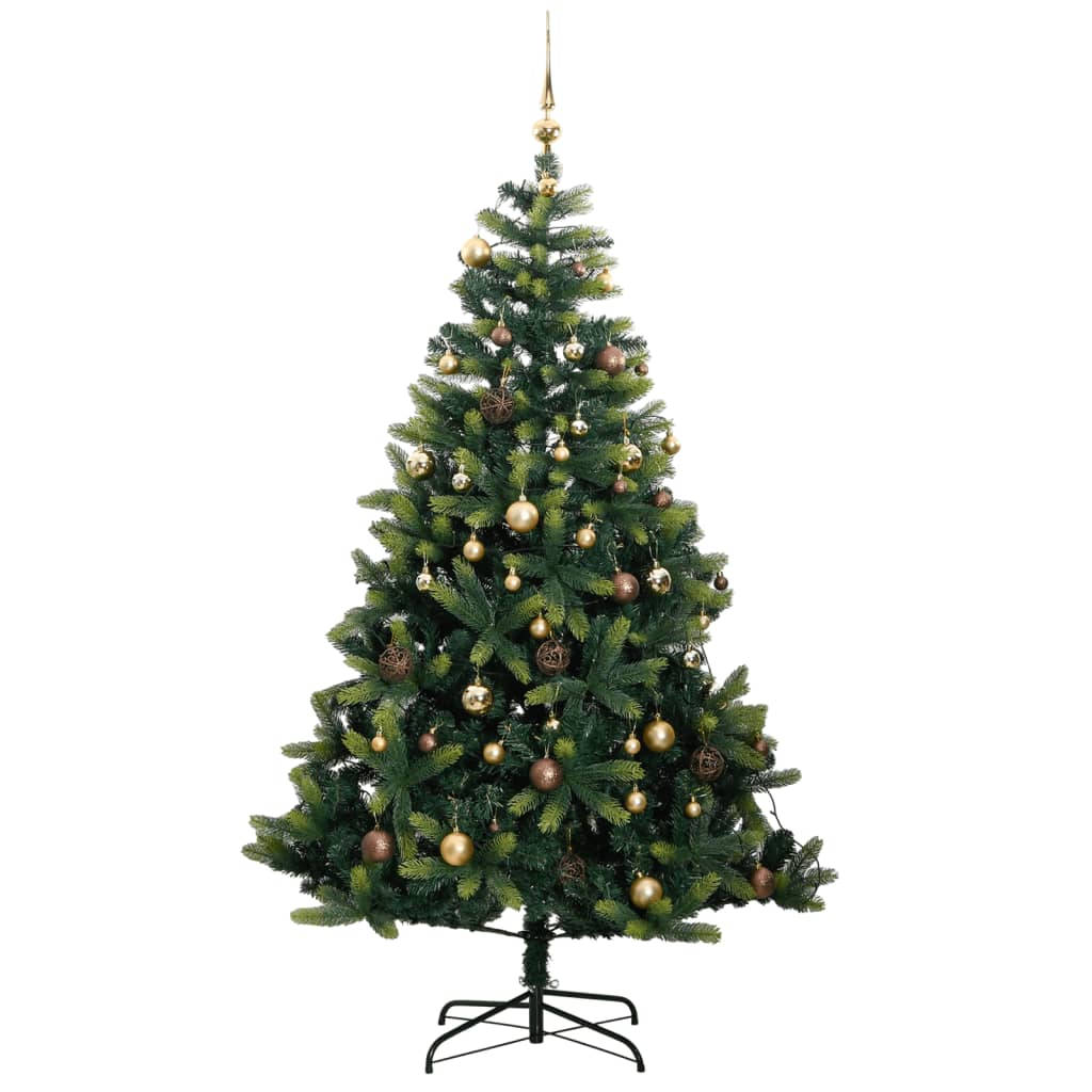 vidaXL Artificial Hinged Christmas Tree 150 LEDs & Ball Set 59.1"-2