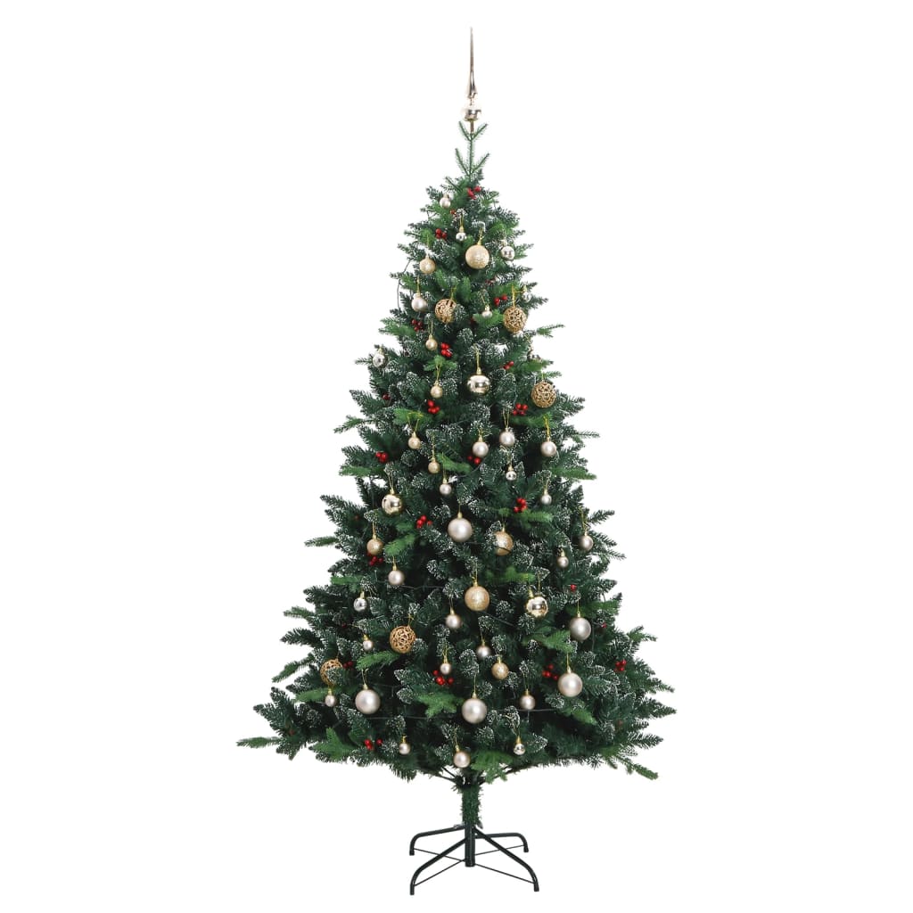 vidaXL Artificial Hinged Christmas Tree 150 LEDs & Ball Set 59.1"-2