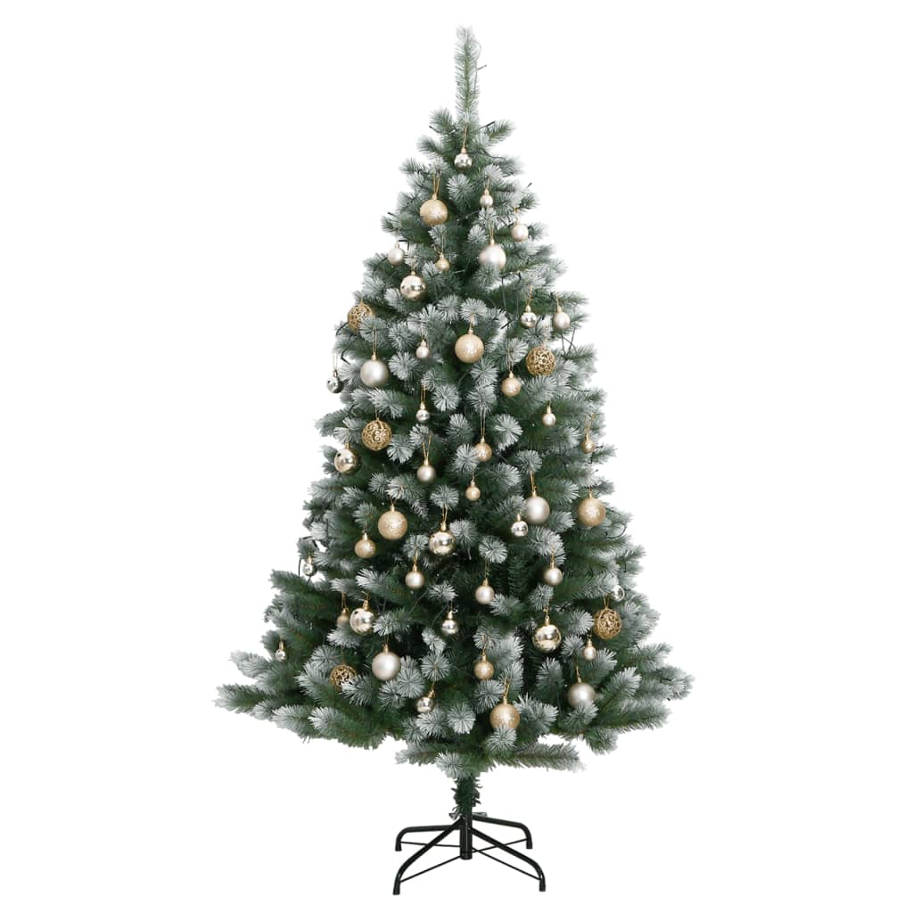 vidaXL Artificial Hinged Christmas Tree 150 LEDs & Ball Set 59.1"-2