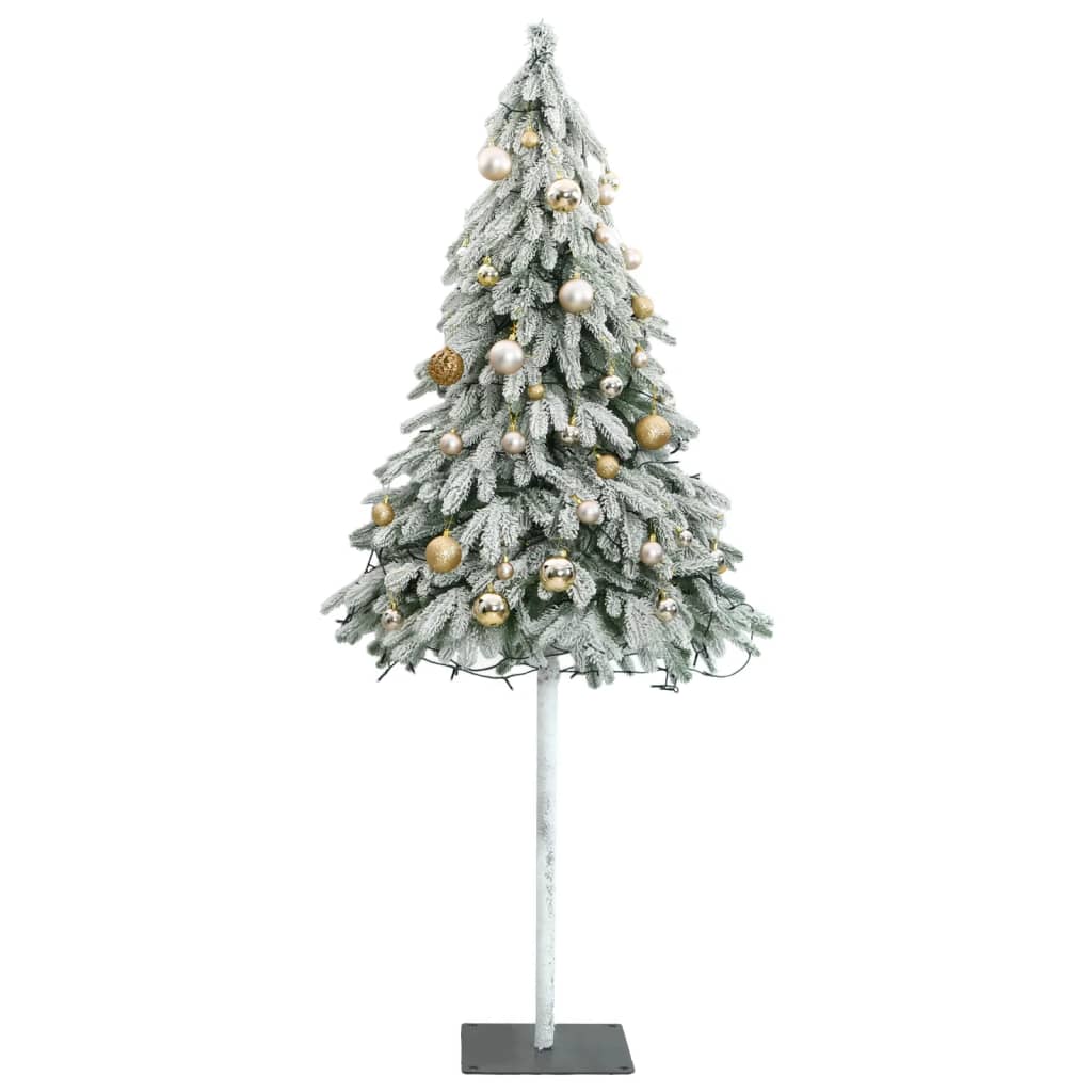 vidaXL Artificial Christmas Tree 150 LEDs&Ball Set&Flocked Snow 59.1"-2