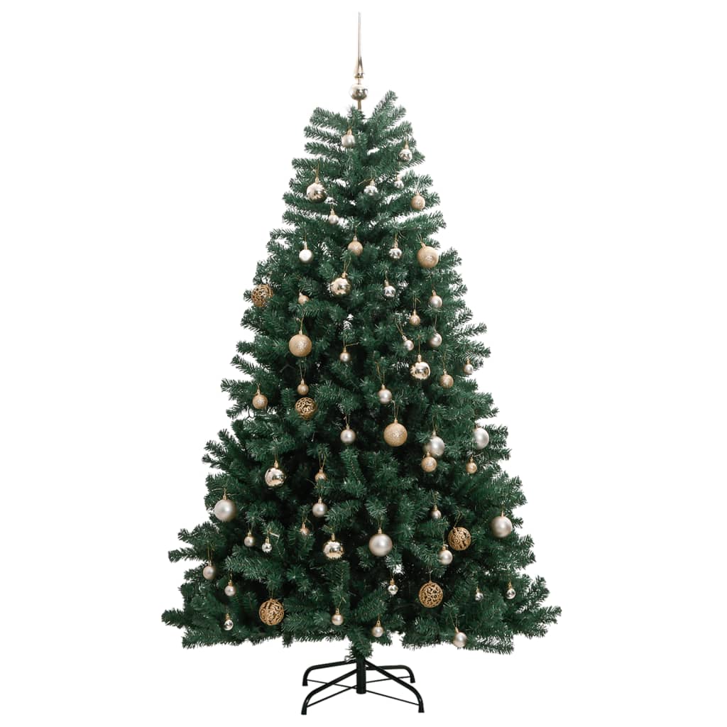 vidaXL Artificial Hinged Christmas Tree 150 LEDs & Ball Set 59.1"-3