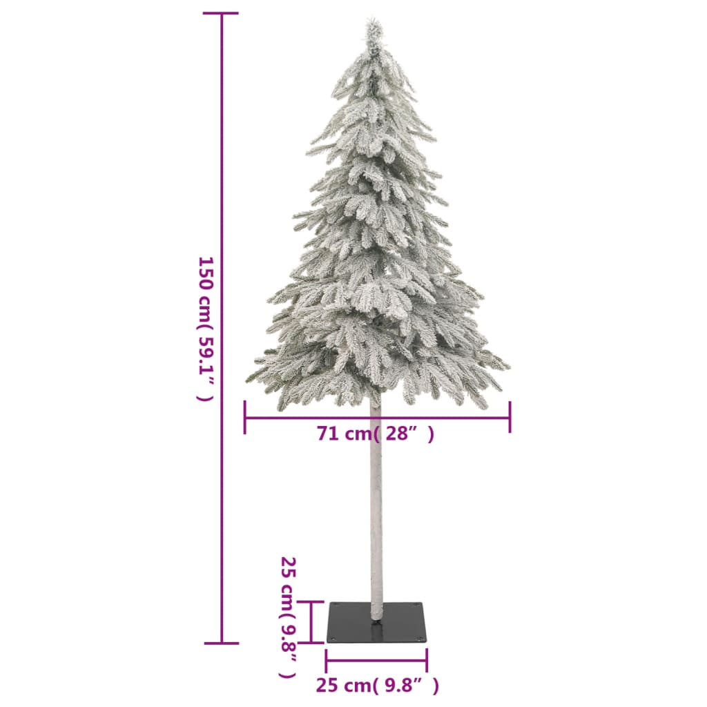 vidaXL Artificial Christmas Tree 150 LEDs&Ball Set&Flocked Snow 59.1"-7