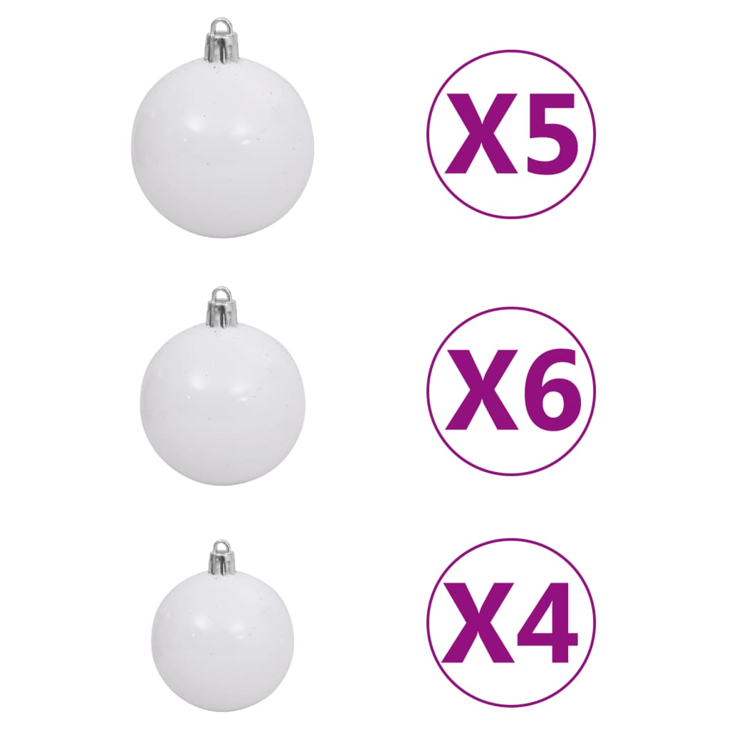 vidaXL Artificial Hinged Christmas Tree 150 LEDs & Ball Set 47.2"-6