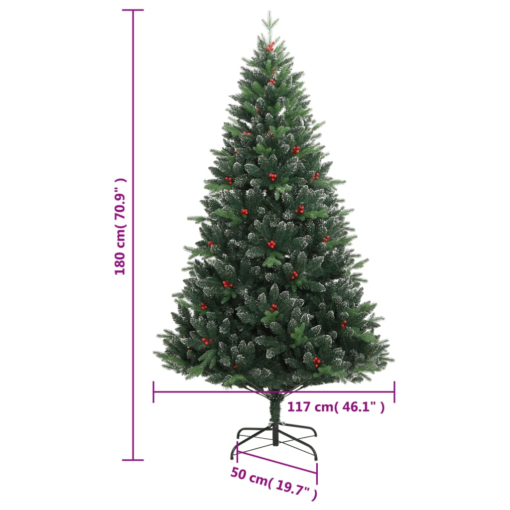 vidaXL Artificial Hinged Christmas Tree 300 LEDs & Ball Set 70.9"-0