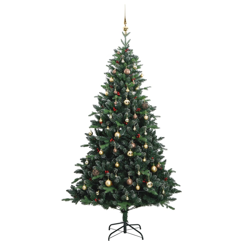 vidaXL Artificial Hinged Christmas Tree 300 LEDs & Ball Set 70.9"-3