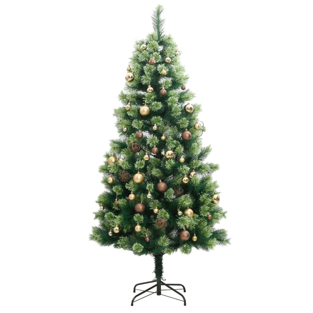 vidaXL Artificial Hinged Christmas Tree 300 LEDs & Ball Set 70.9"-2