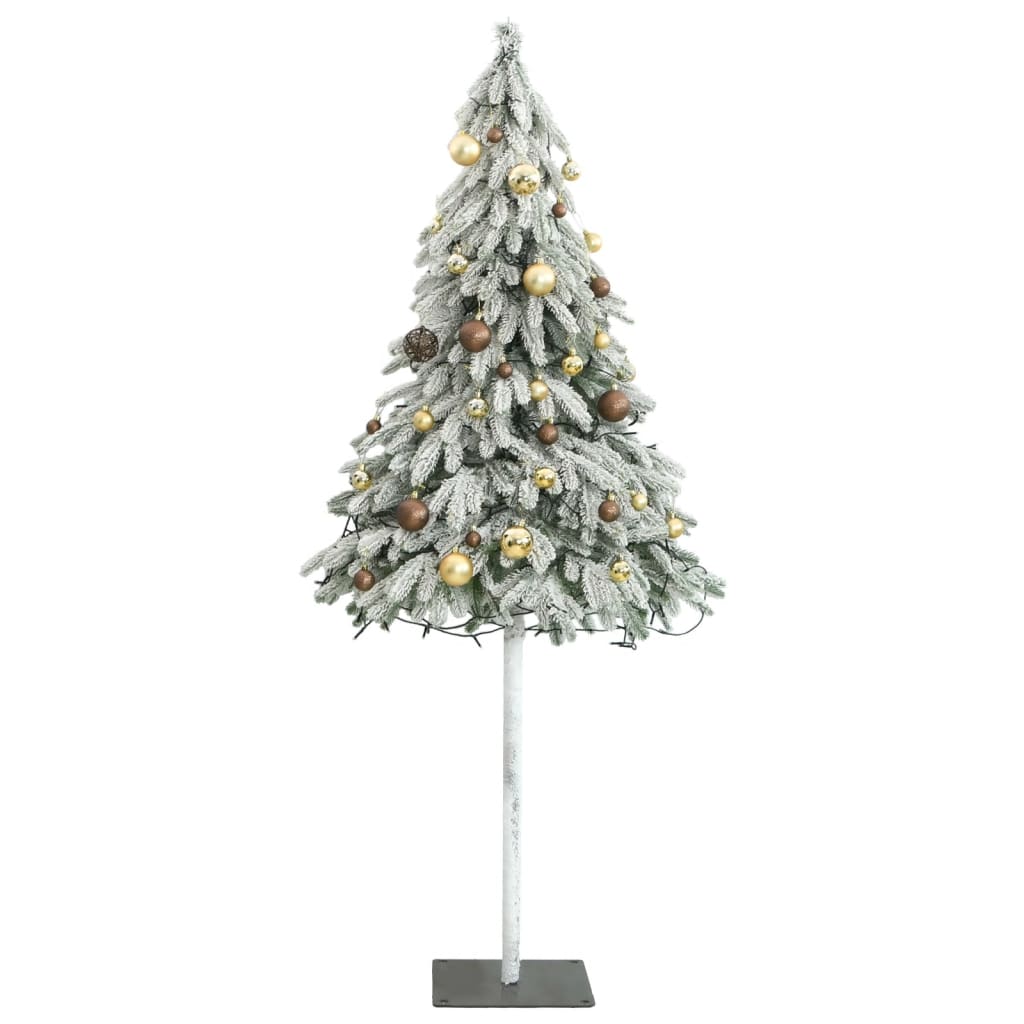 vidaXL Artificial Christmas Tree 300 LEDs&Ball Set&Flocked Snow 70.9"-2