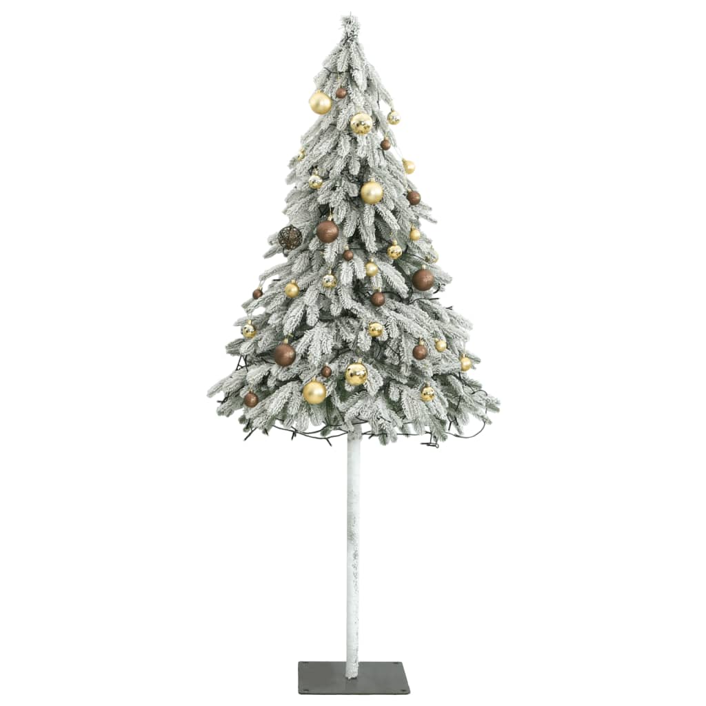 vidaXL Artificial Christmas Tree 300 LEDs&Ball Set&Flocked Snow 82.7"-3