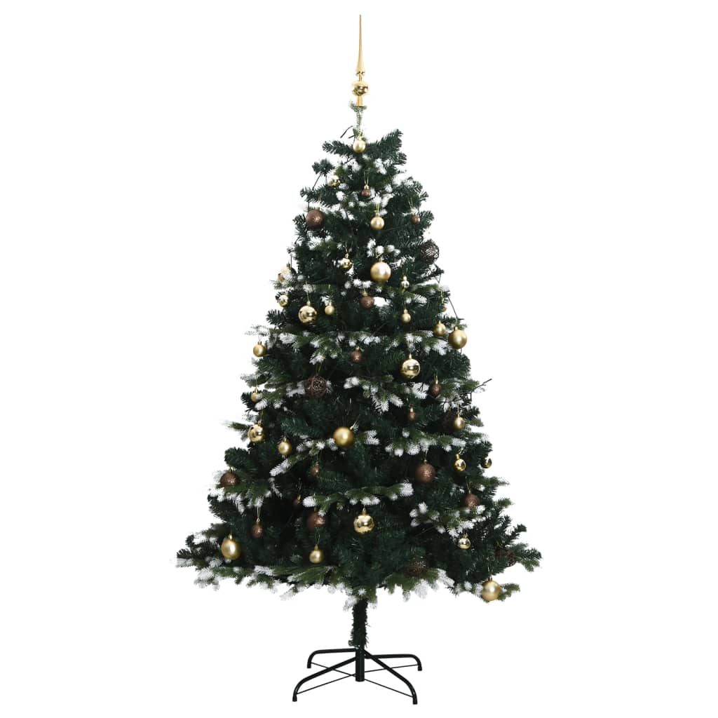 vidaXL Artificial Hinged Christmas Tree 300 LEDs & Ball Set 70.9"-3