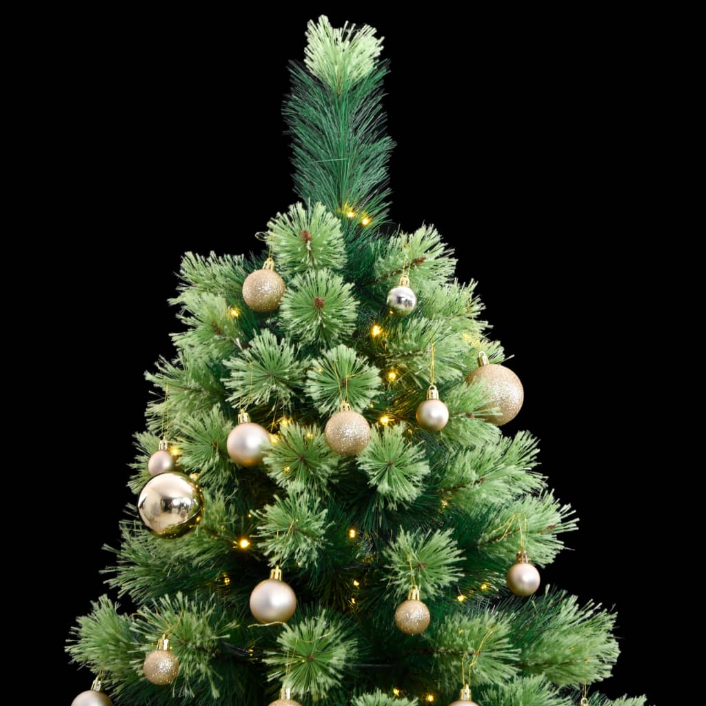 vidaXL Artificial Hinged Christmas Tree 300 LEDs & Ball Set 82.7"-0