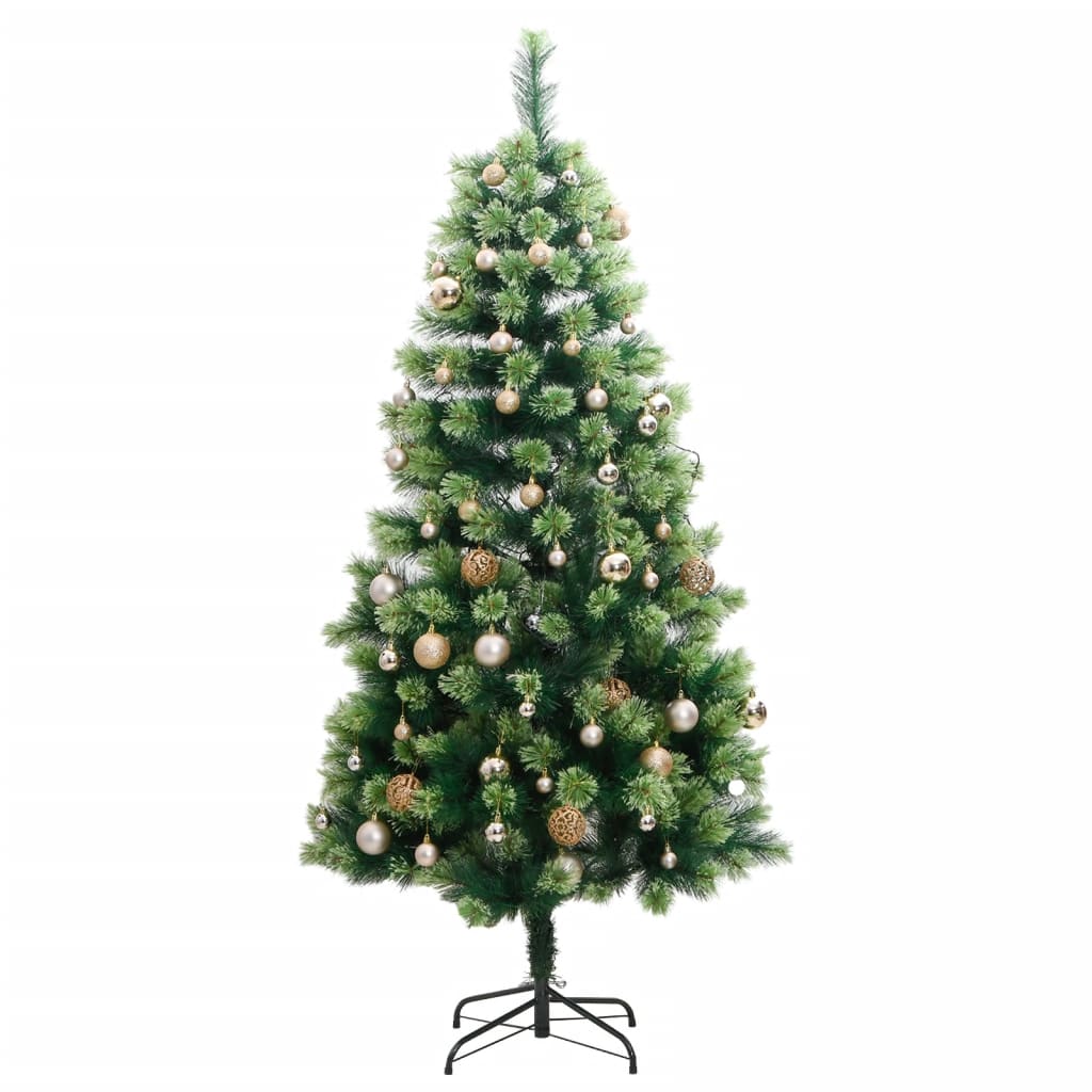 vidaXL Artificial Hinged Christmas Tree 300 LEDs & Ball Set 82.7"-2