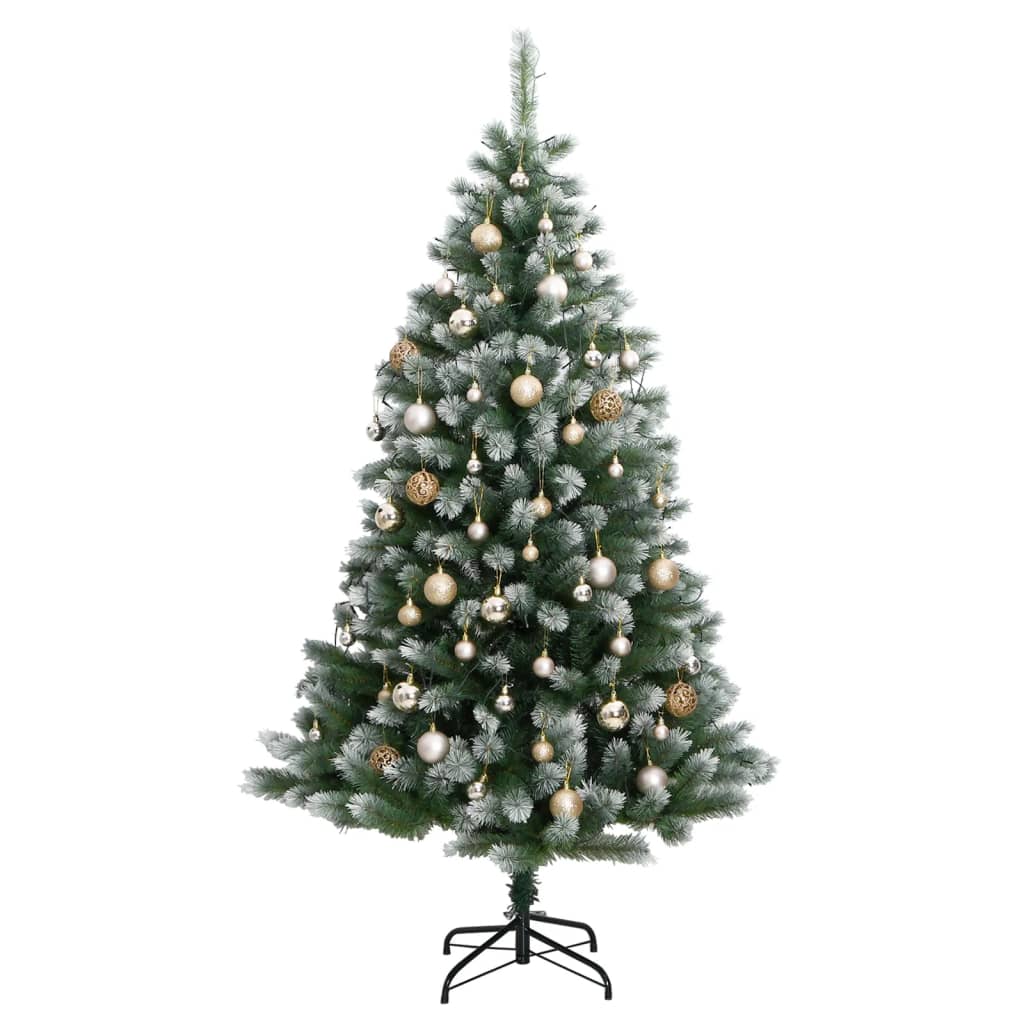 vidaXL Artificial Hinged Christmas Tree 300 LEDs & Ball Set 70.9"-2