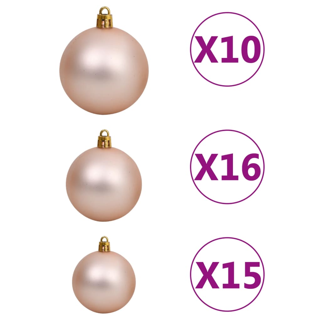 vidaXL Artificial Hinged Christmas Tree 300 LEDs & Ball Set 70.9"-6