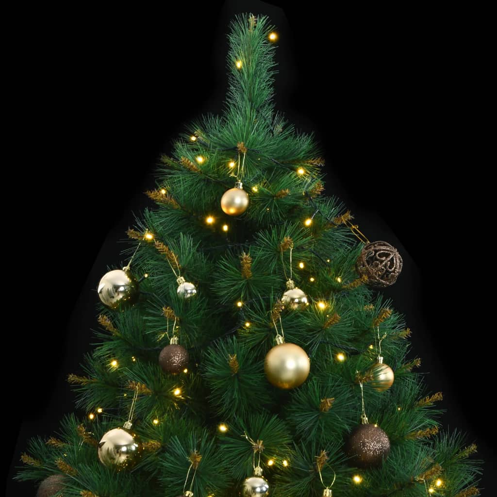 vidaXL Artificial Hinged Christmas Tree 300 LEDs & Ball Set 70.9"-1