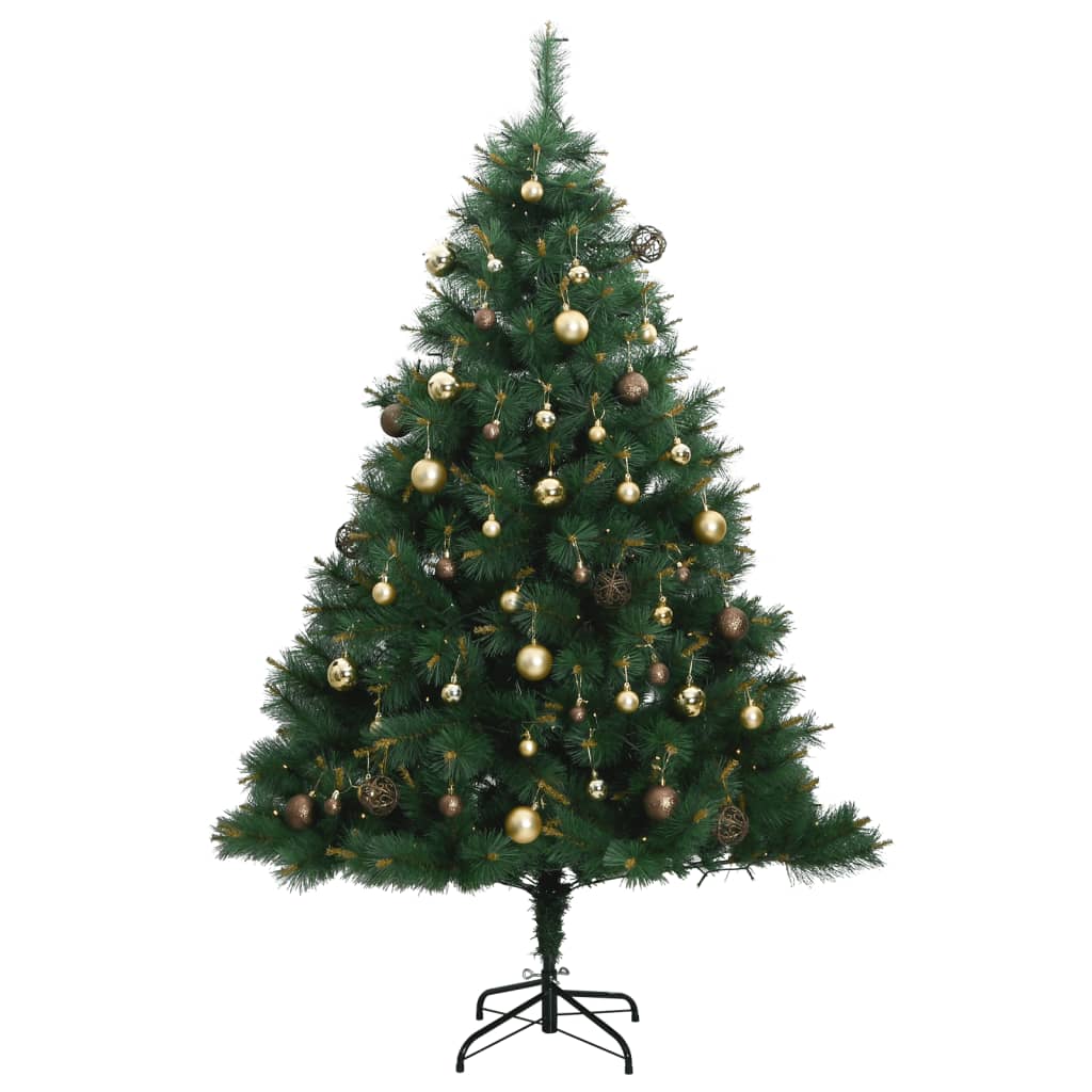 vidaXL Artificial Hinged Christmas Tree 300 LEDs & Ball Set 70.9"-2