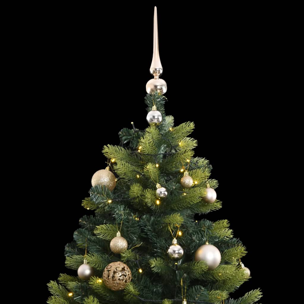 vidaXL Artificial Hinged Christmas Tree 300 LEDs & Ball Set 70.9"-1