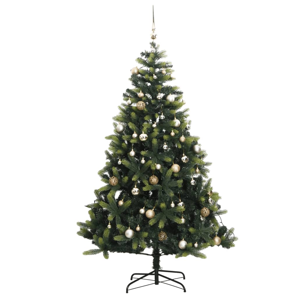 vidaXL Artificial Hinged Christmas Tree 300 LEDs & Ball Set 70.9"-2