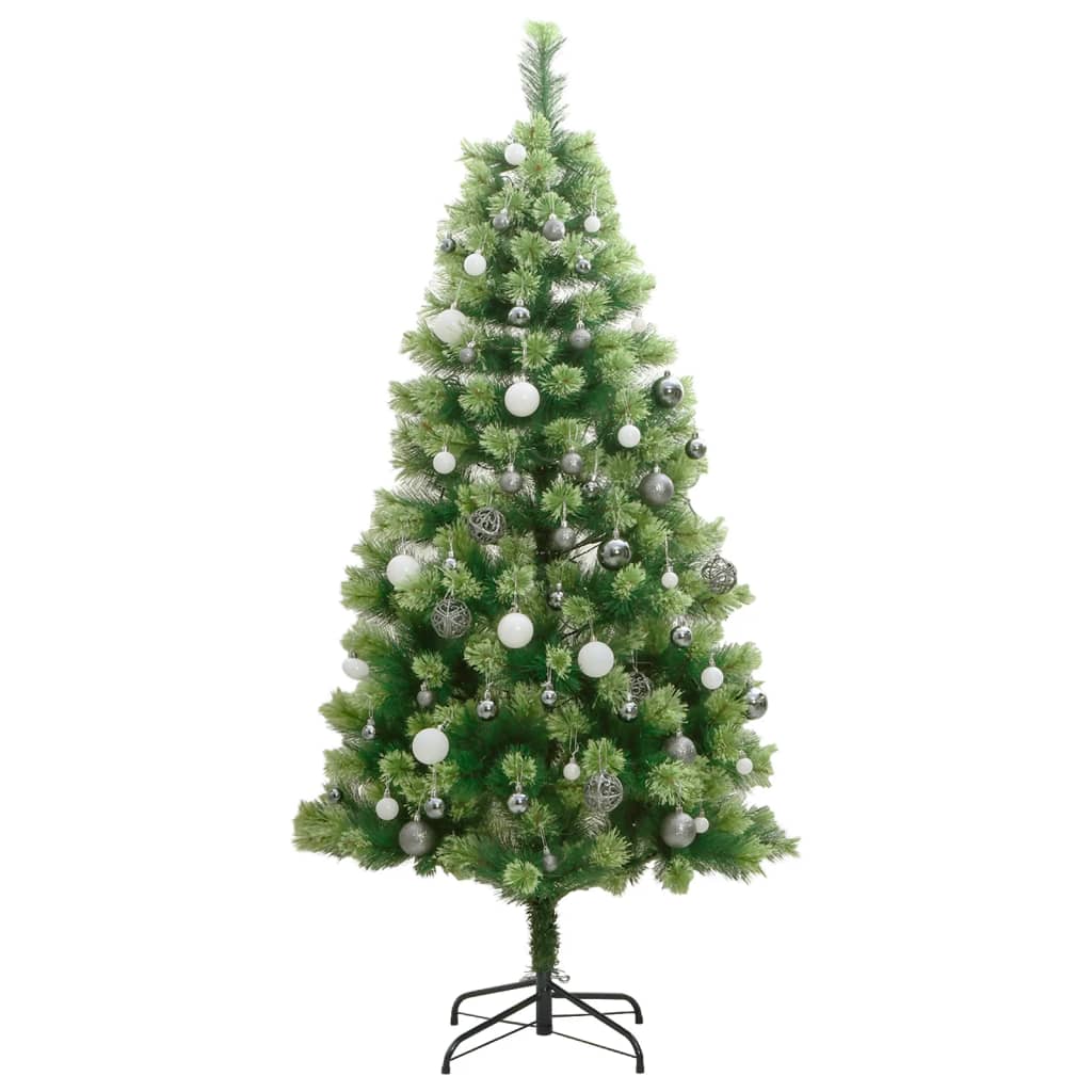 vidaXL Artificial Hinged Christmas Tree 300 LEDs & Ball Set 70.9"-2