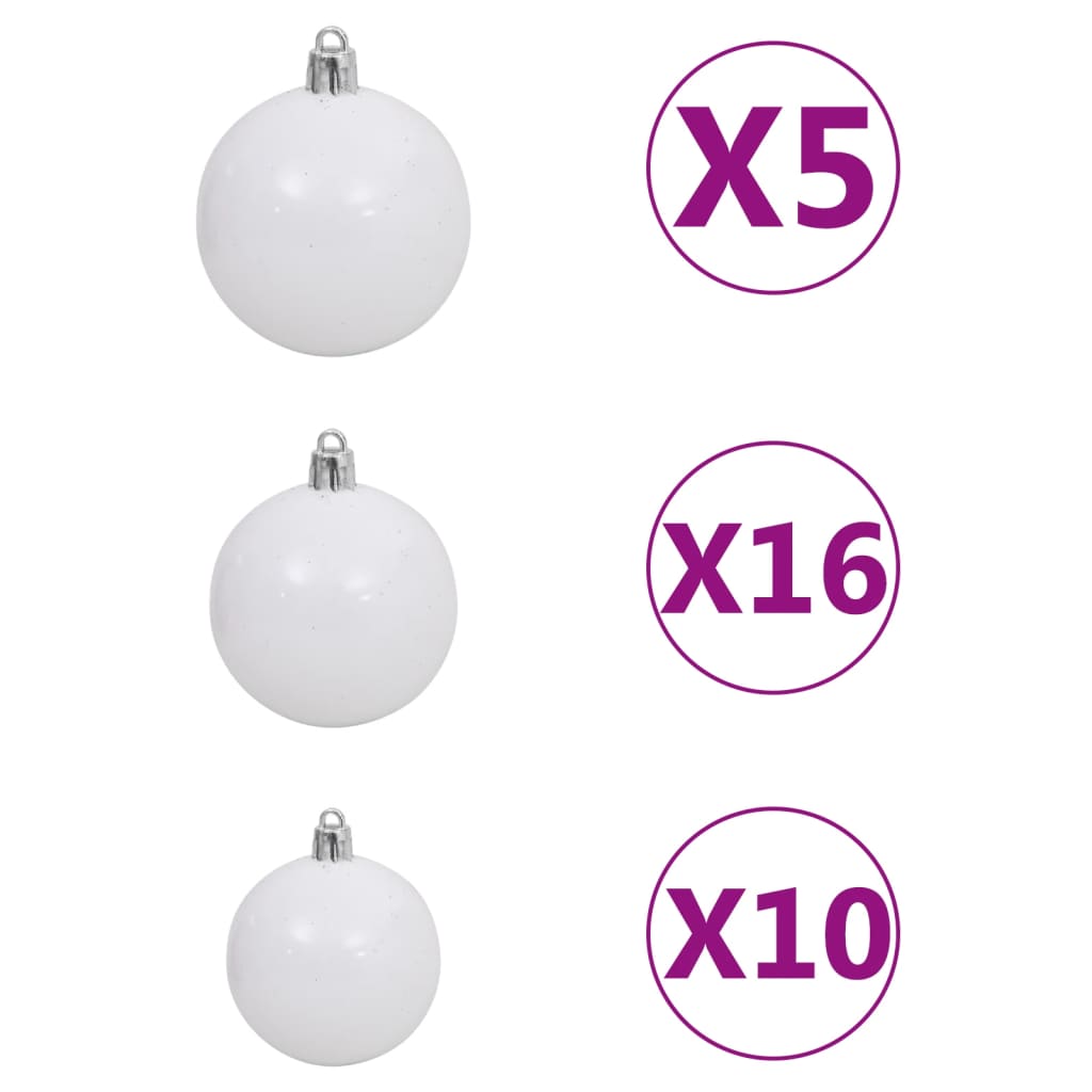 vidaXL Artificial Hinged Christmas Tree 300 LEDs & Ball Set 70.9"-6