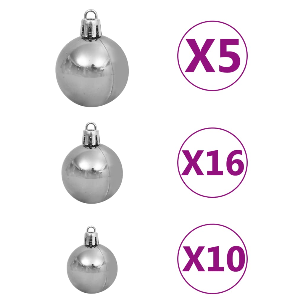 vidaXL Artificial Hinged Christmas Tree 300 LEDs & Ball Set 70.9"-7