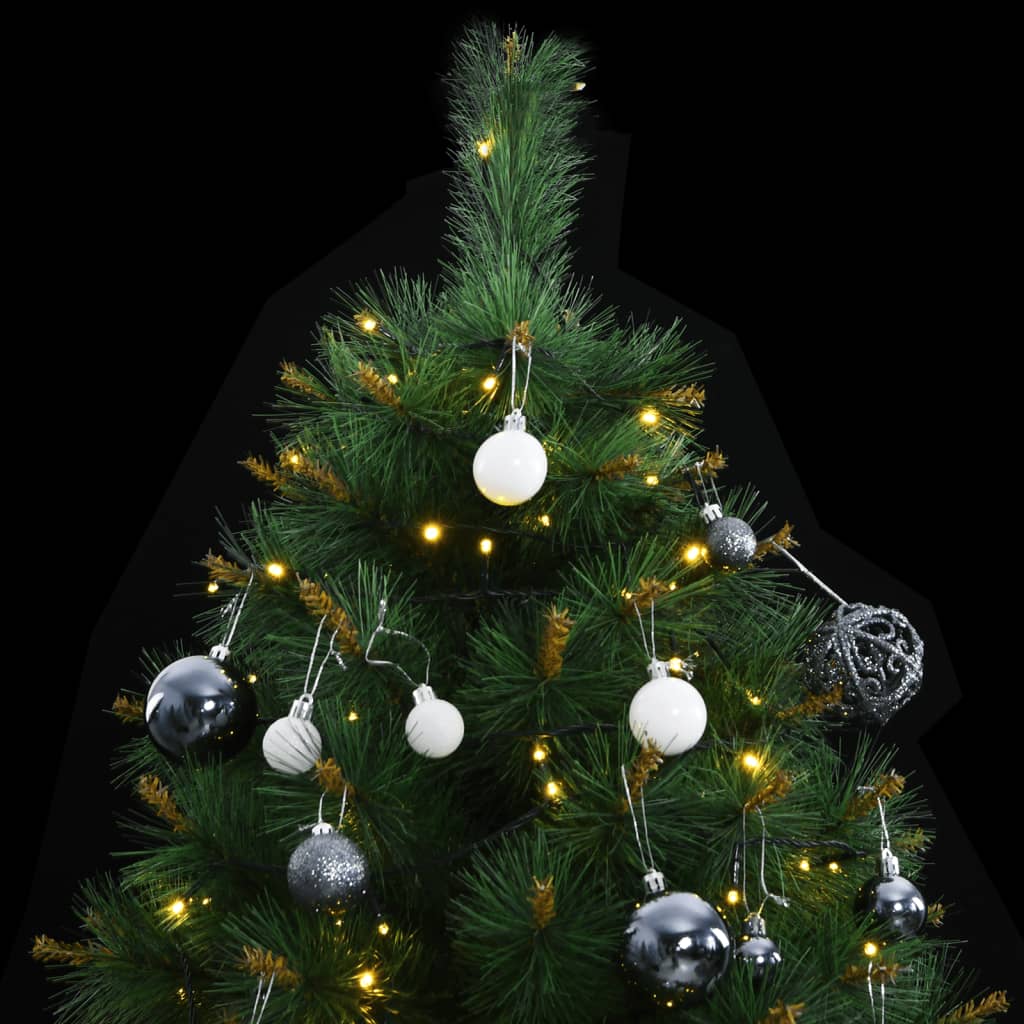 vidaXL Artificial Hinged Christmas Tree 300 LEDs & Ball Set 70.9"-0