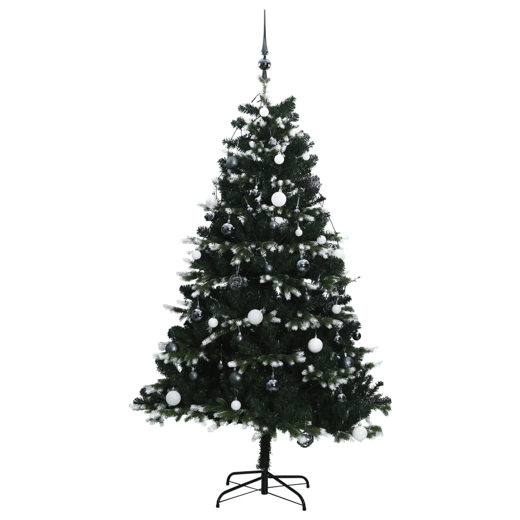 vidaXL Artificial Hinged Christmas Tree 300 LEDs & Ball Set 70.9"-2