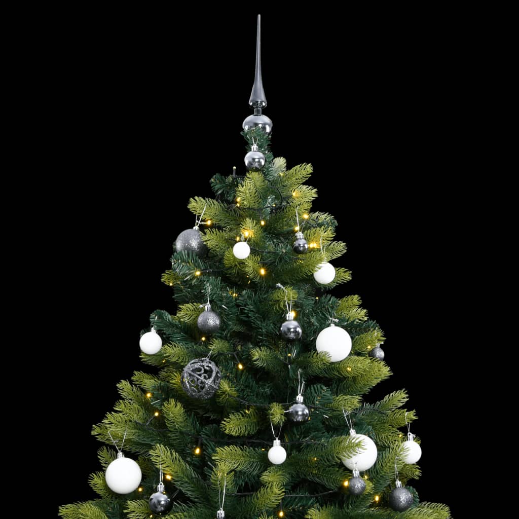 vidaXL Artificial Hinged Christmas Tree 300 LEDs & Ball Set 70.9"-0