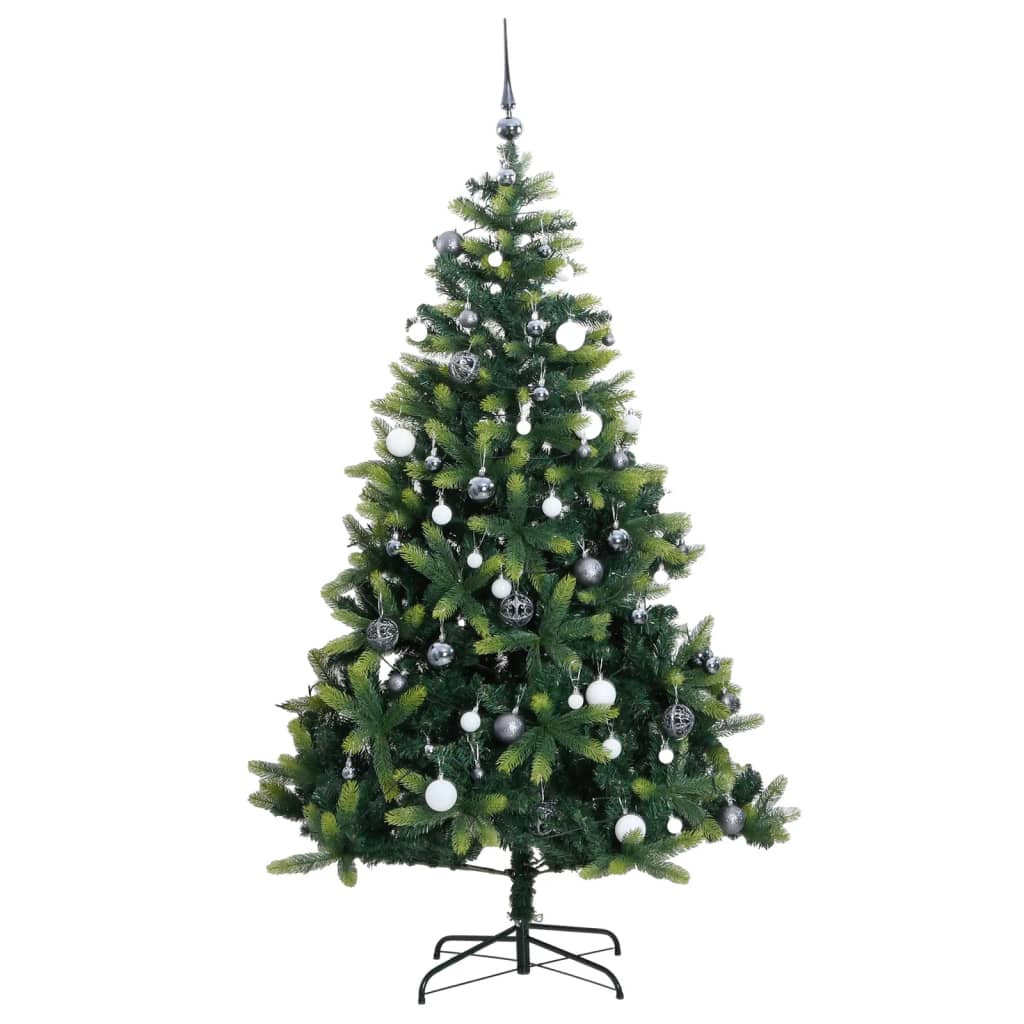 vidaXL Artificial Hinged Christmas Tree 300 LEDs & Ball Set 70.9"-2