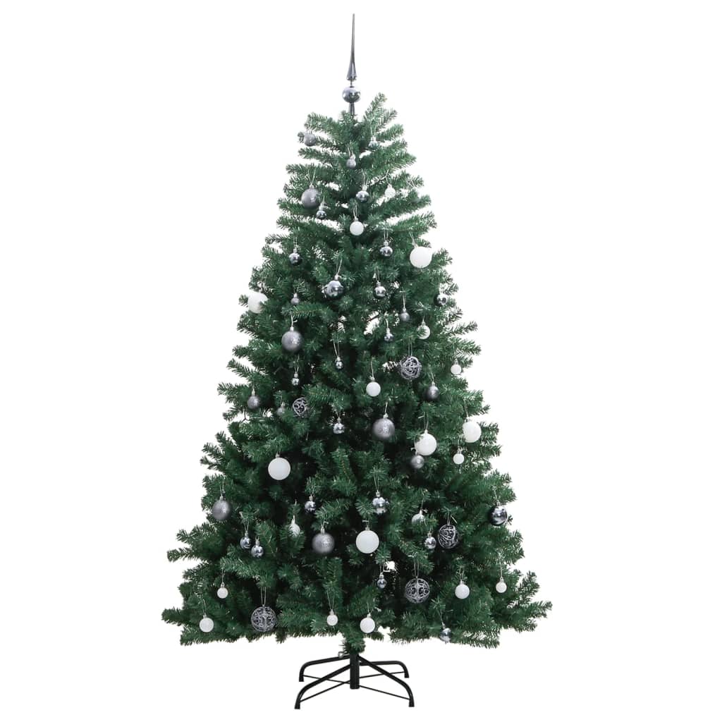 vidaXL Artificial Hinged Christmas Tree 300 LEDs & Ball Set 70.9"-2