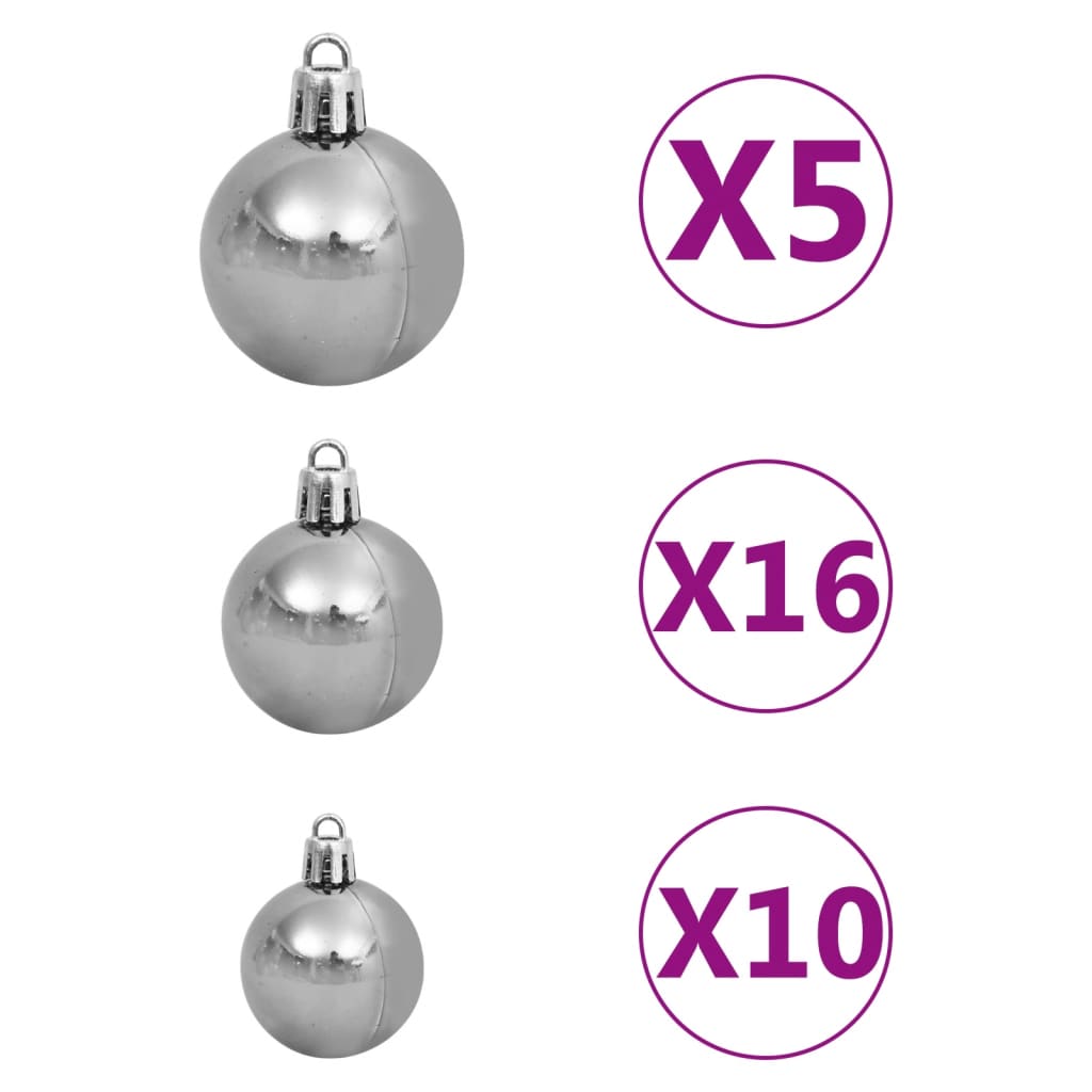 vidaXL Artificial Hinged Christmas Tree 300 LEDs & Ball Set 82.7"-6