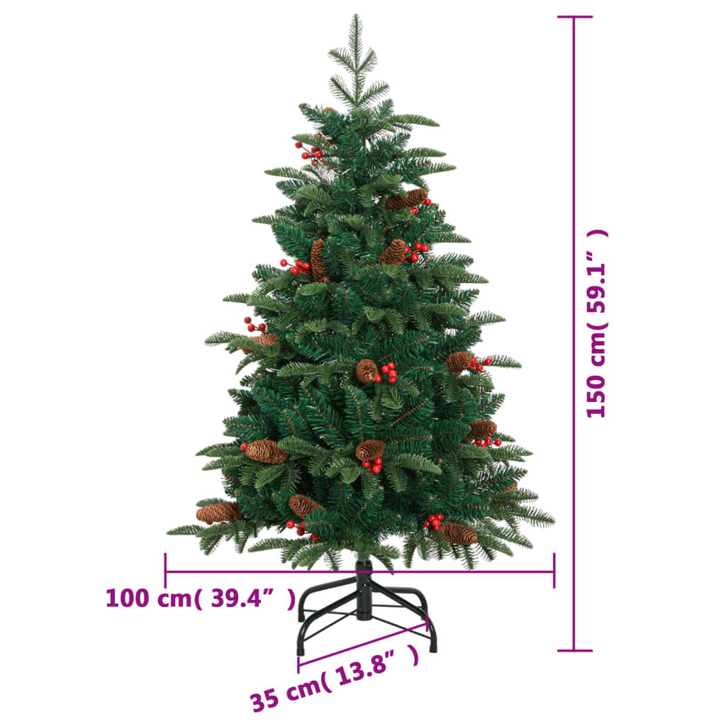 vidaXL Artificial Hinged Christmas Tree 150 LEDs & Ball Set 59.1"-7