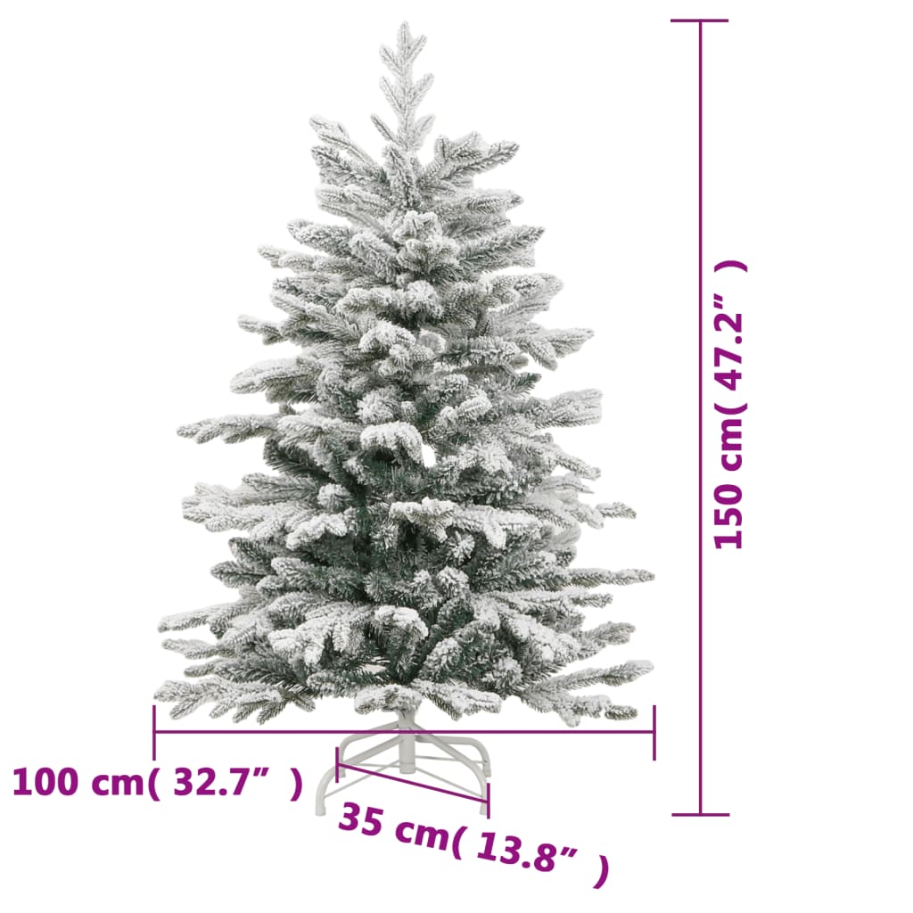 vidaXL Artificial Hinged Christmas Tree 150 LEDs & Ball Set 59.1"-7