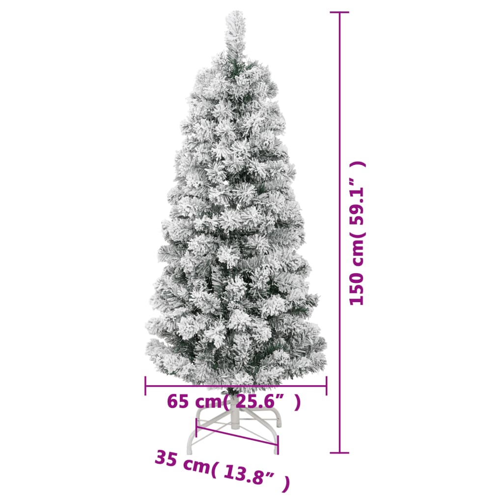 vidaXL Artificial Hinged Christmas Tree 150 LEDs & Ball Set 59.1"-7