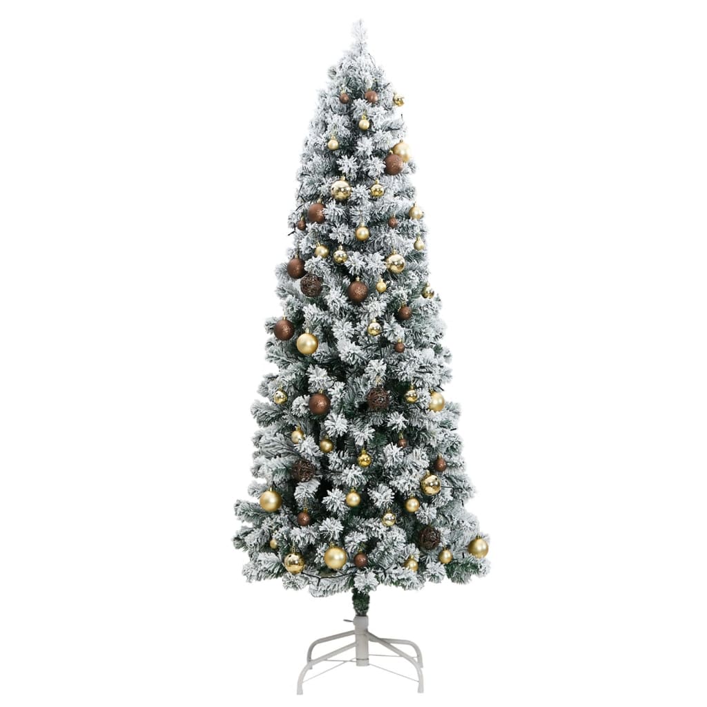 vidaXL Artificial Hinged Christmas Tree 300 LEDs & Ball Set 70.9"-2