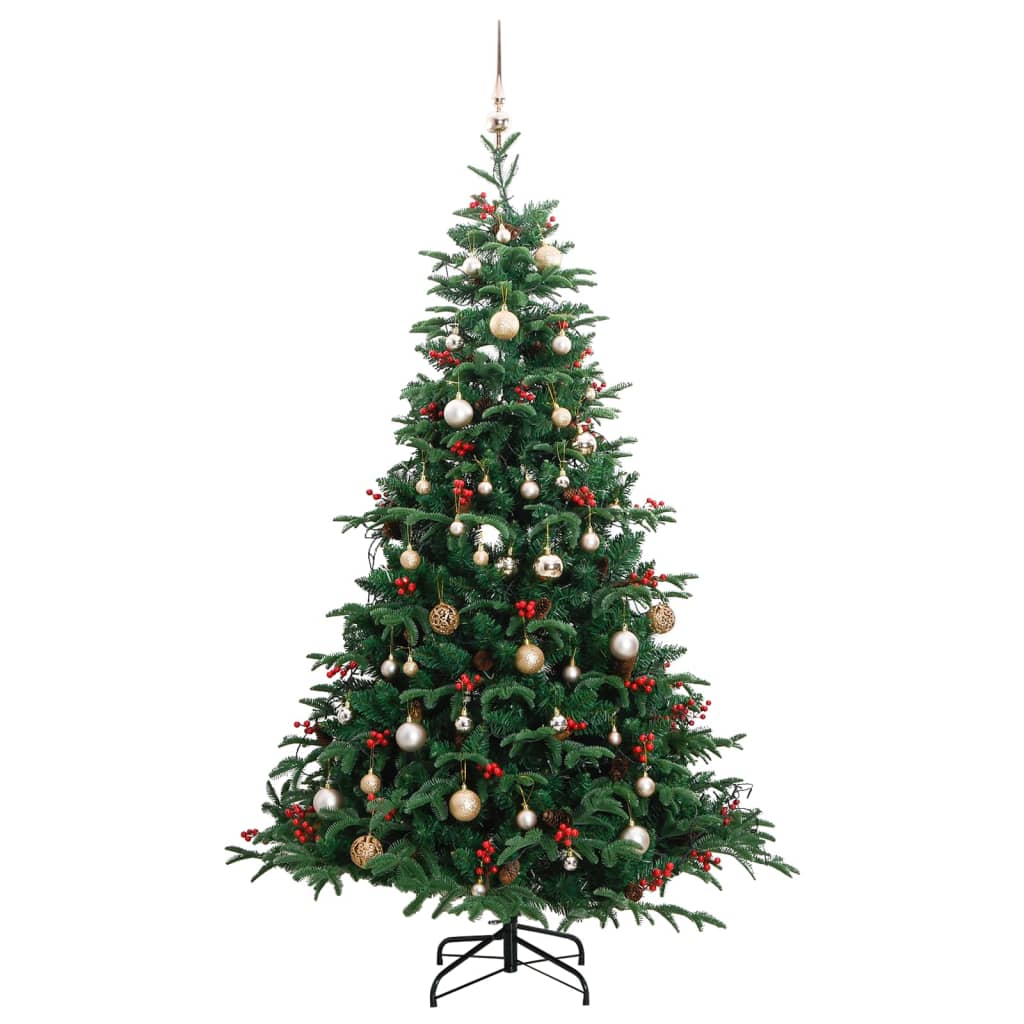 vidaXL Artificial Hinged Christmas Tree 300 LEDs & Ball Set 70.9"-2