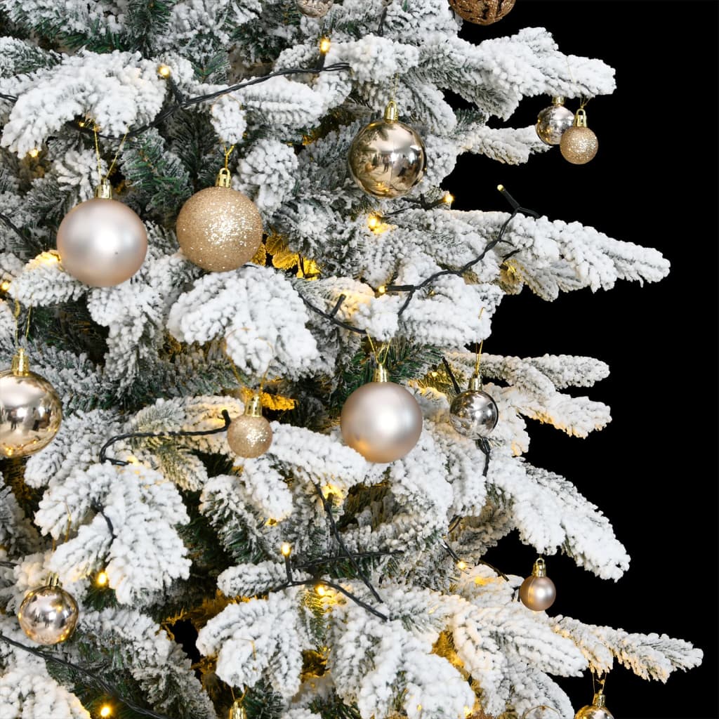 vidaXL Artificial Hinged Christmas Tree 300 LEDs & Ball Set 70.9"-0