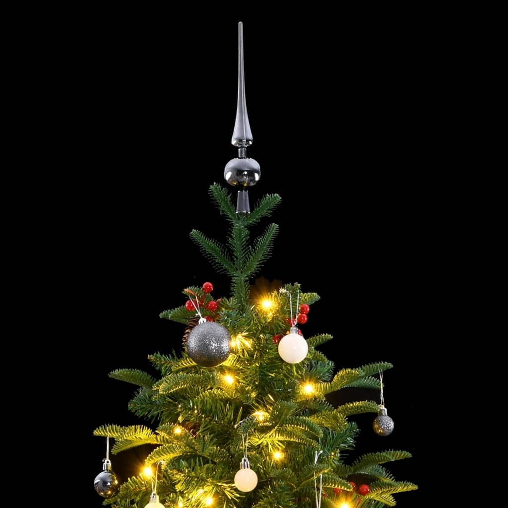 vidaXL Artificial Hinged Christmas Tree 300 LEDs & Ball Set 70.9"-1