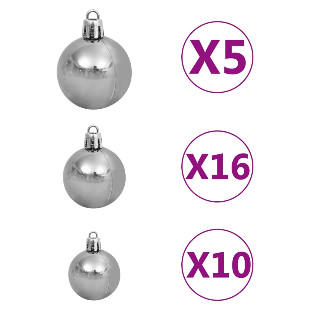 vidaXL Artificial Hinged Christmas Tree 300 LEDs & Ball Set 70.9"-6