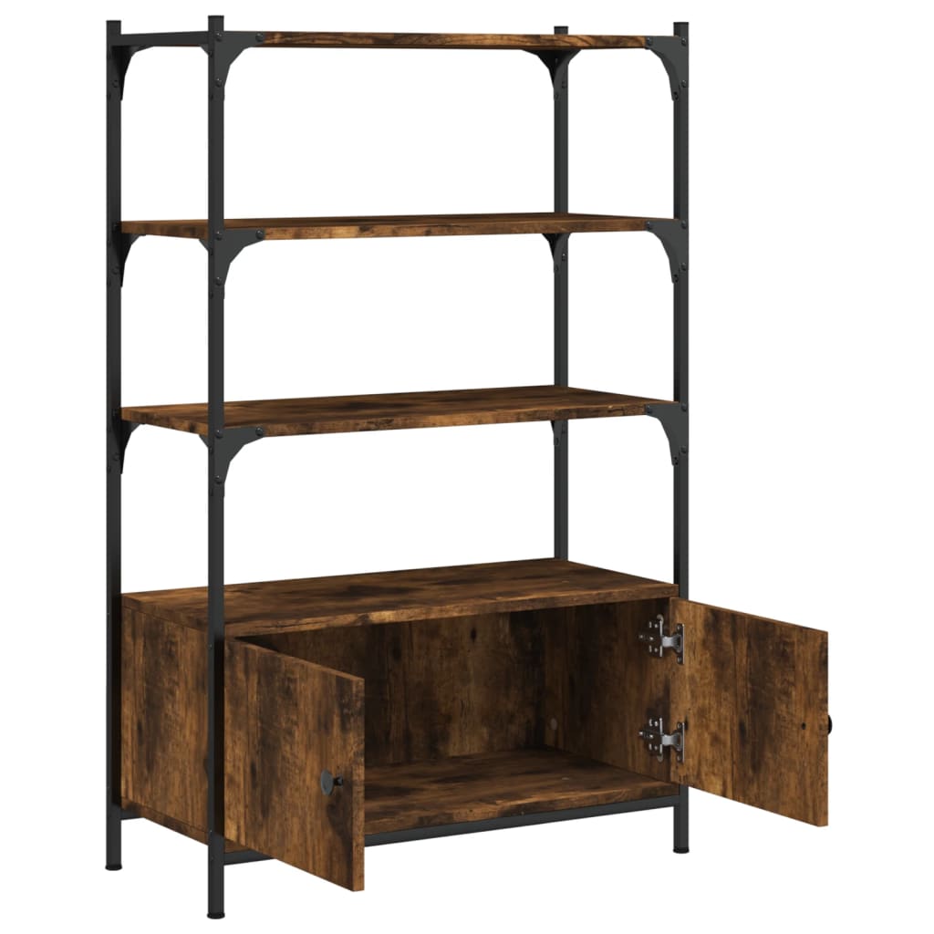 vidaXL Bookcase 3-Tier Smoked Oak 27.6"x11.8"x43.1" Engineered Wood-3