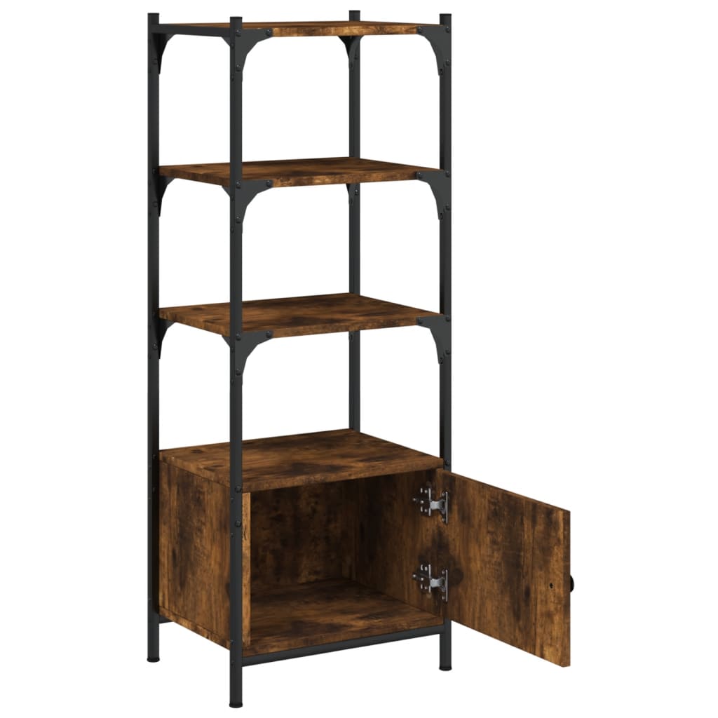 vidaXL Bookcase 3-Tier Smoked Oak 16.1"x11.8"x43.1" Engineered Wood-2