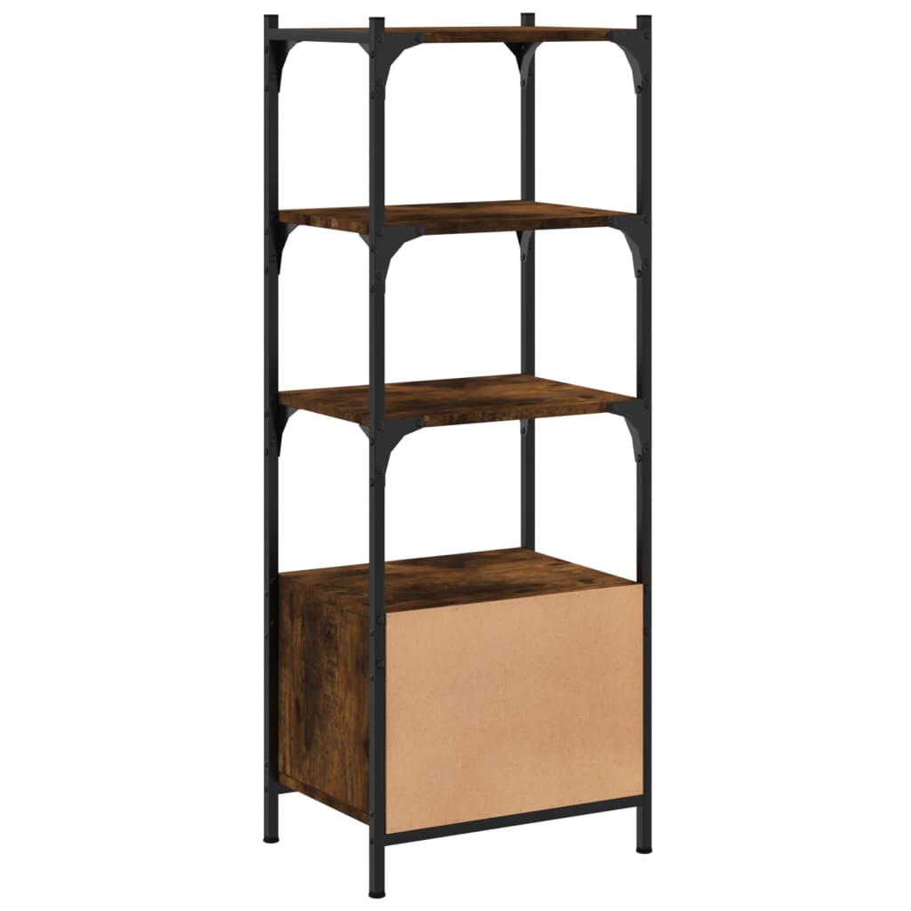 vidaXL Bookcase 3-Tier Smoked Oak 16.1"x11.8"x43.1" Engineered Wood-5